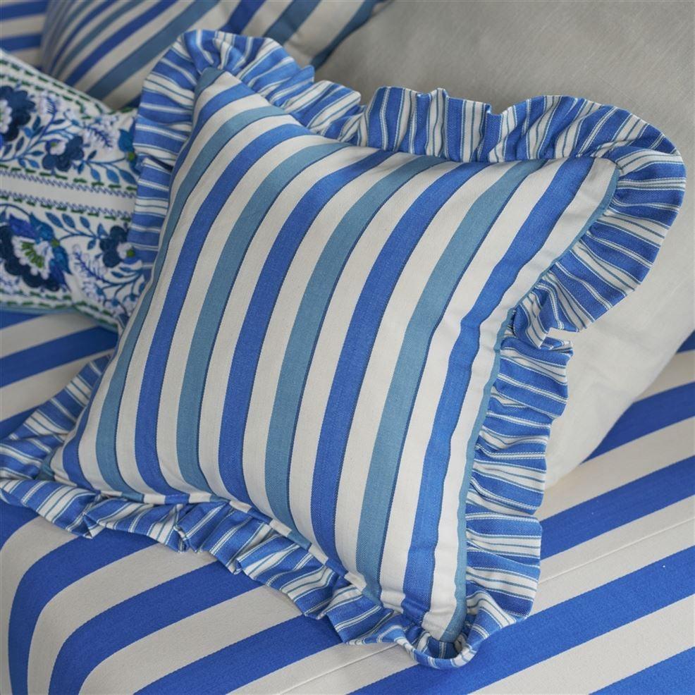 Designers Guild Berkeley Stripe Cobalt Cotton Decorative Pillow