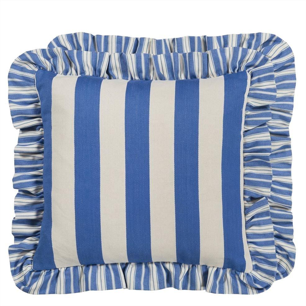 designers guild Berkeley Stripe Cobalt Cotton Decorative Pillow