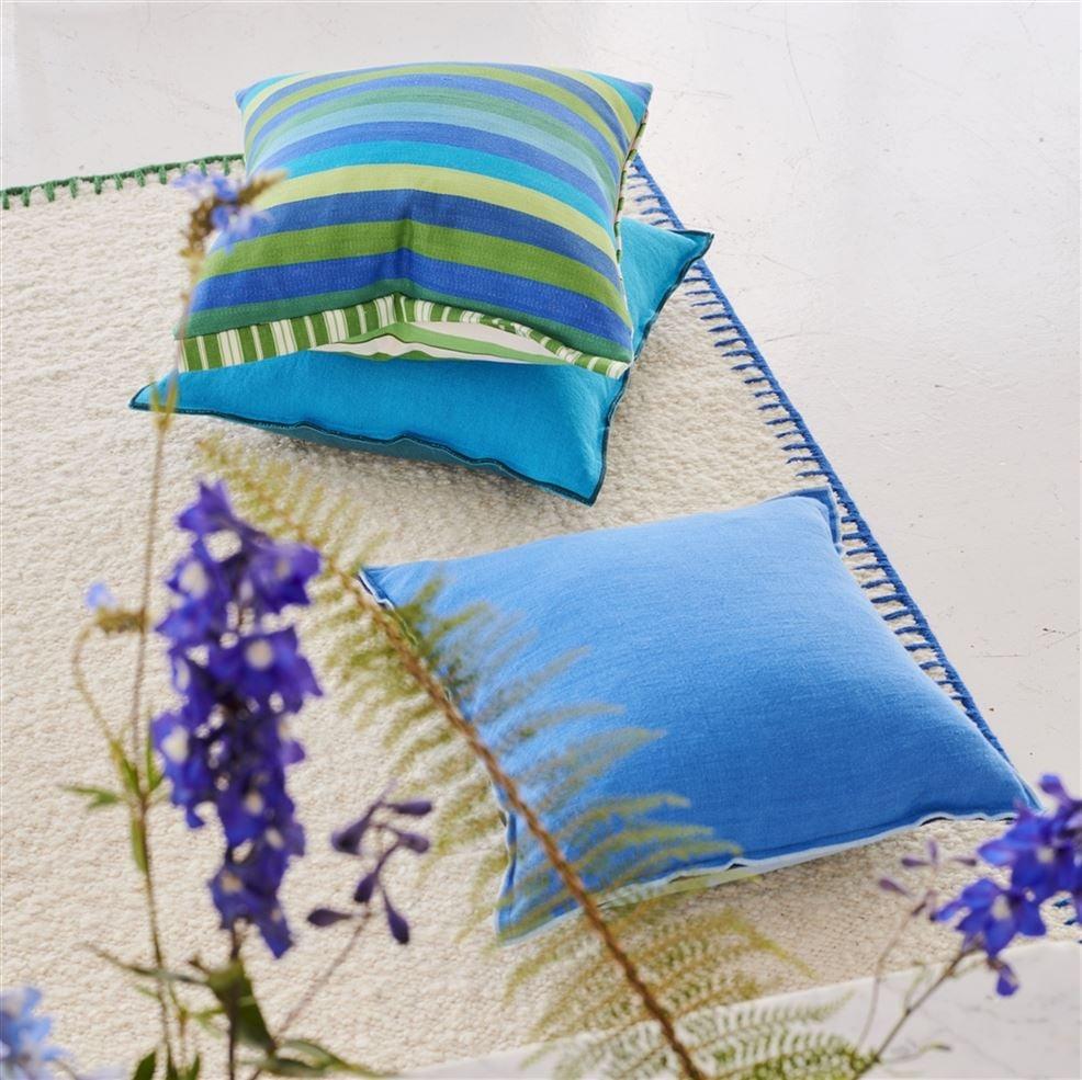 Designers Guild Brera Lino Cornflower & Lapis Linen Decorative Pillow