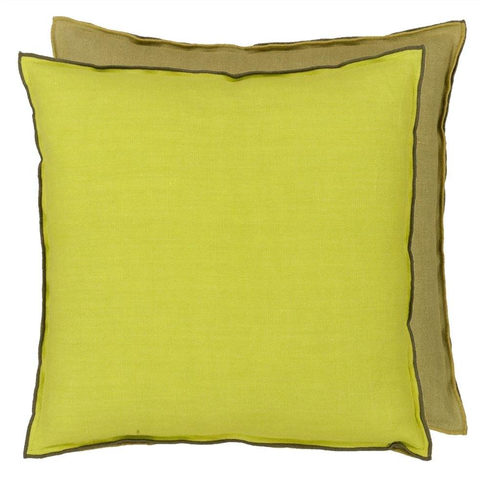 designers guild Brera Lino Lime & Moss Linen Decorative Pillow
