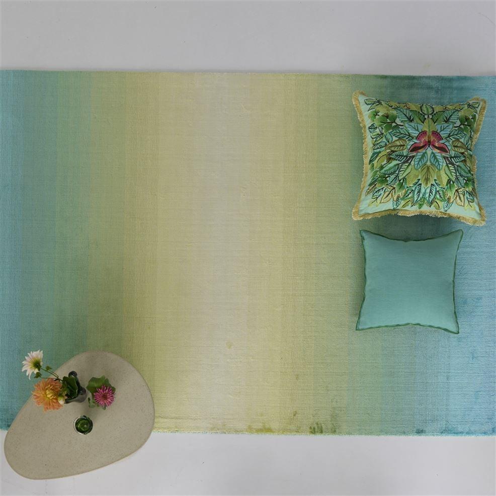 Designers Guild Celastrina Embroidered Turquoise Cotton Decorative Pillow