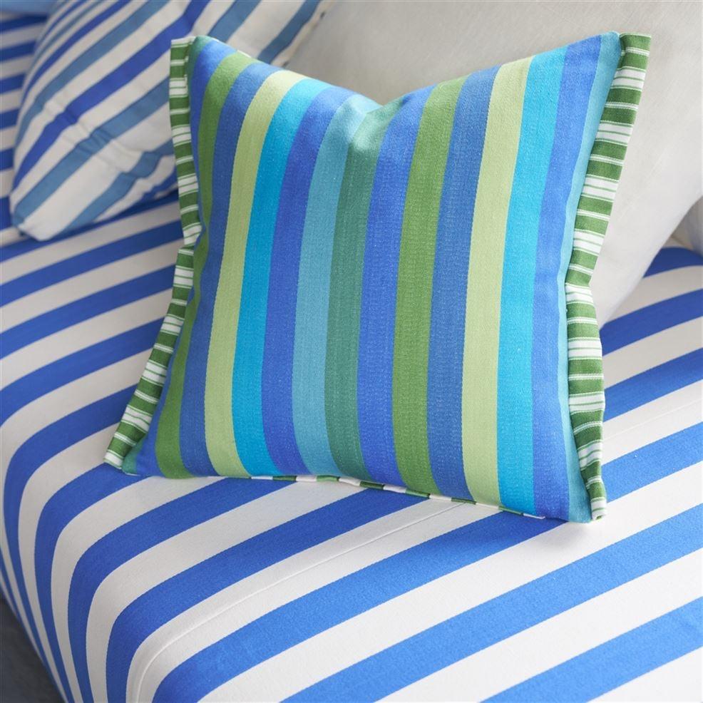 Designers Guild Cork Street Stripe Cobalt Cotton Decorative Pillow