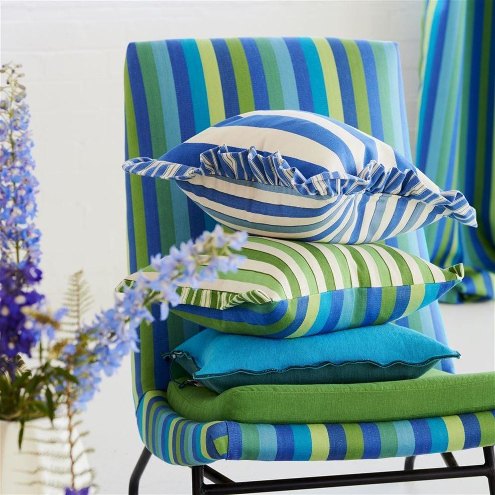 Designers Guild Cork Street Stripe Cobalt Cotton Decorative Pillow