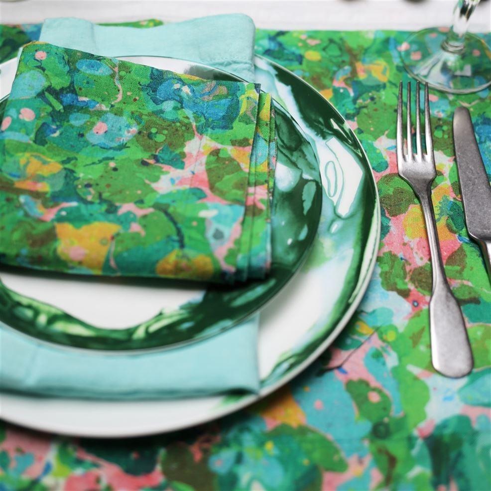 Designers Guild Delahaye Emerald Linen Table Cloth Runner Placemats & Napkins