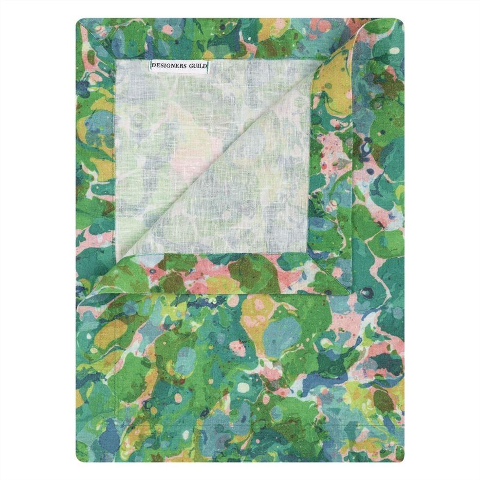 designers guild Delahaye Emerald Linen Table Cloth Runner Placemats & Napkins