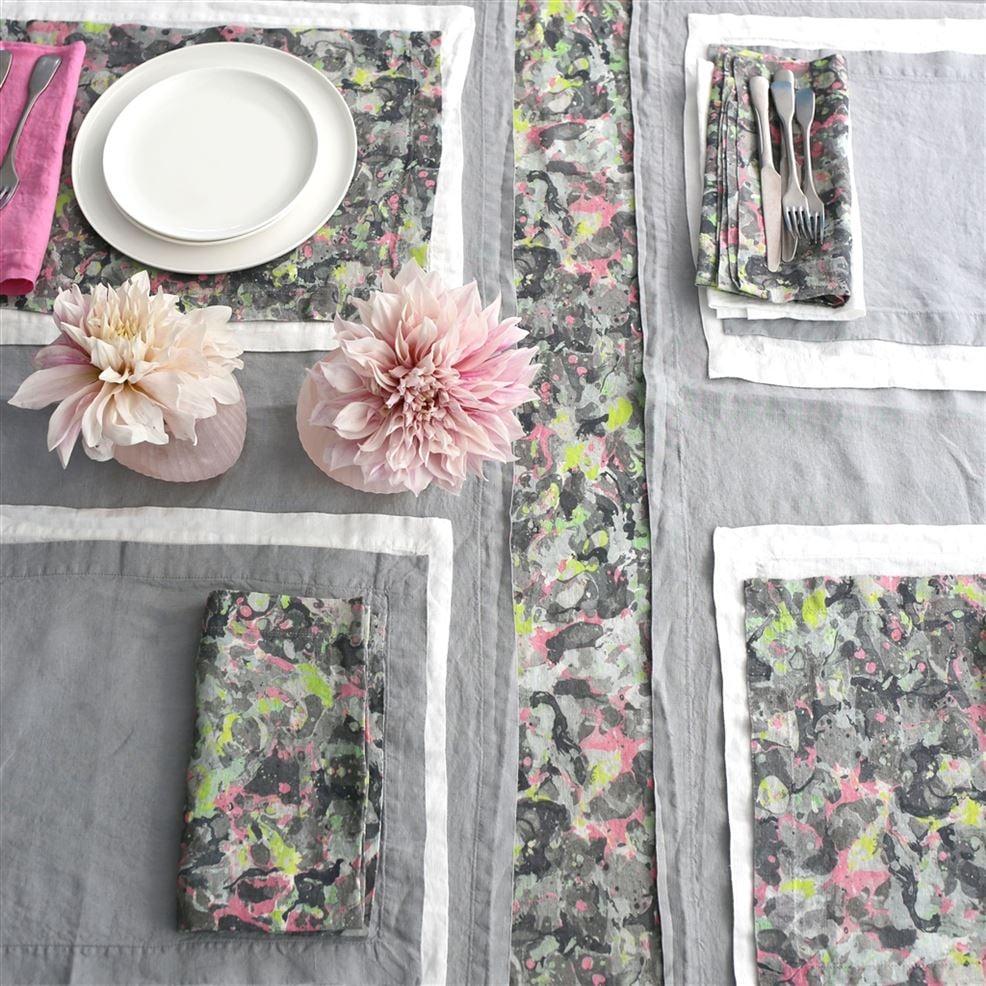 Designers Guild Delahaye Zinc Linen Table Cloth Runner Placemats & Napkins