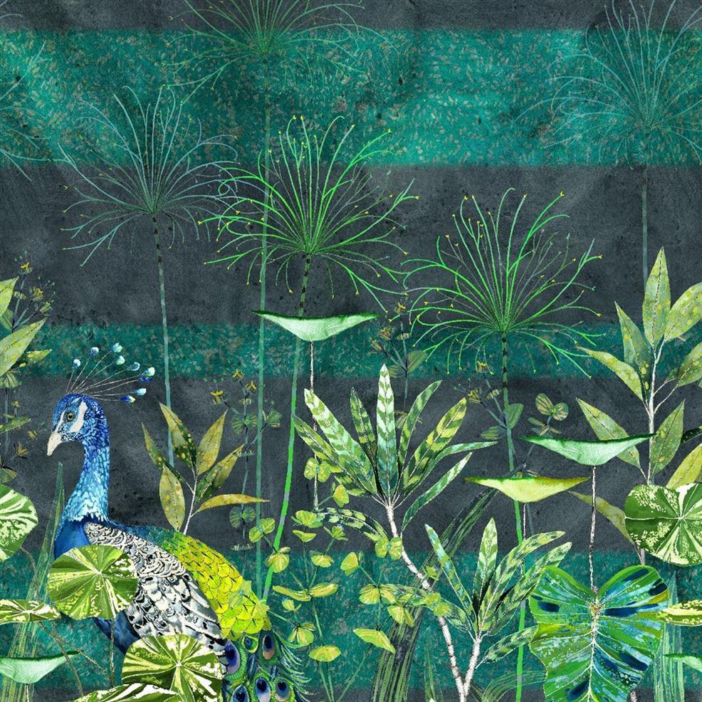 designers guild Arjuna Leaf With Peacock Viridian