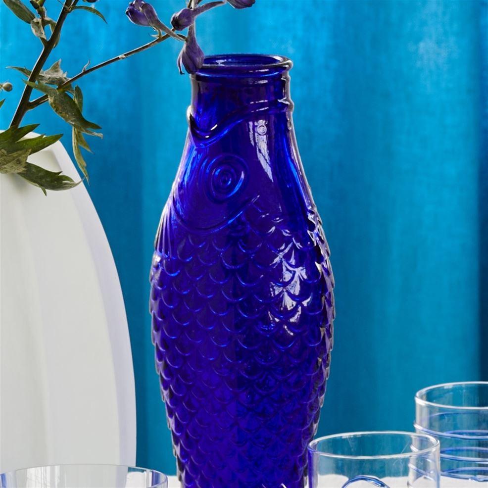Designers Guild Cobalt Blue Glass Fish Carafe