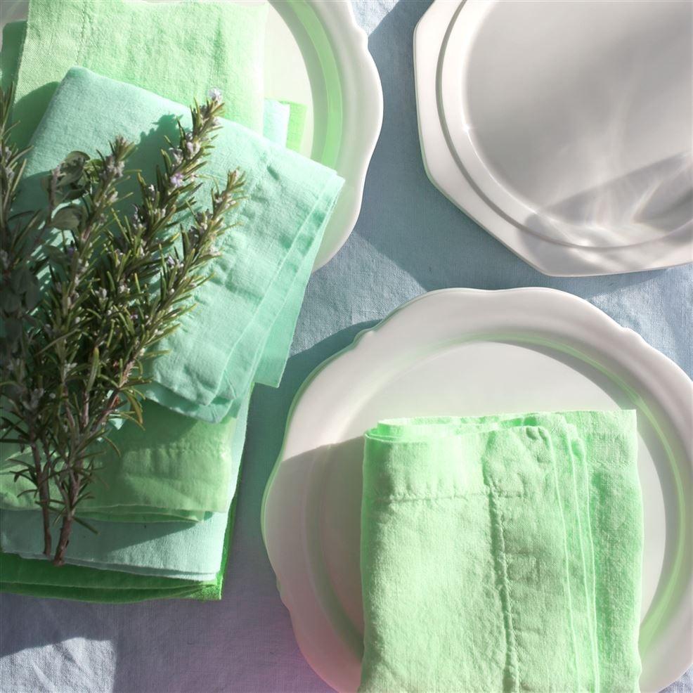 Designers Guild Lario Mint Linen Placemats & Napkins