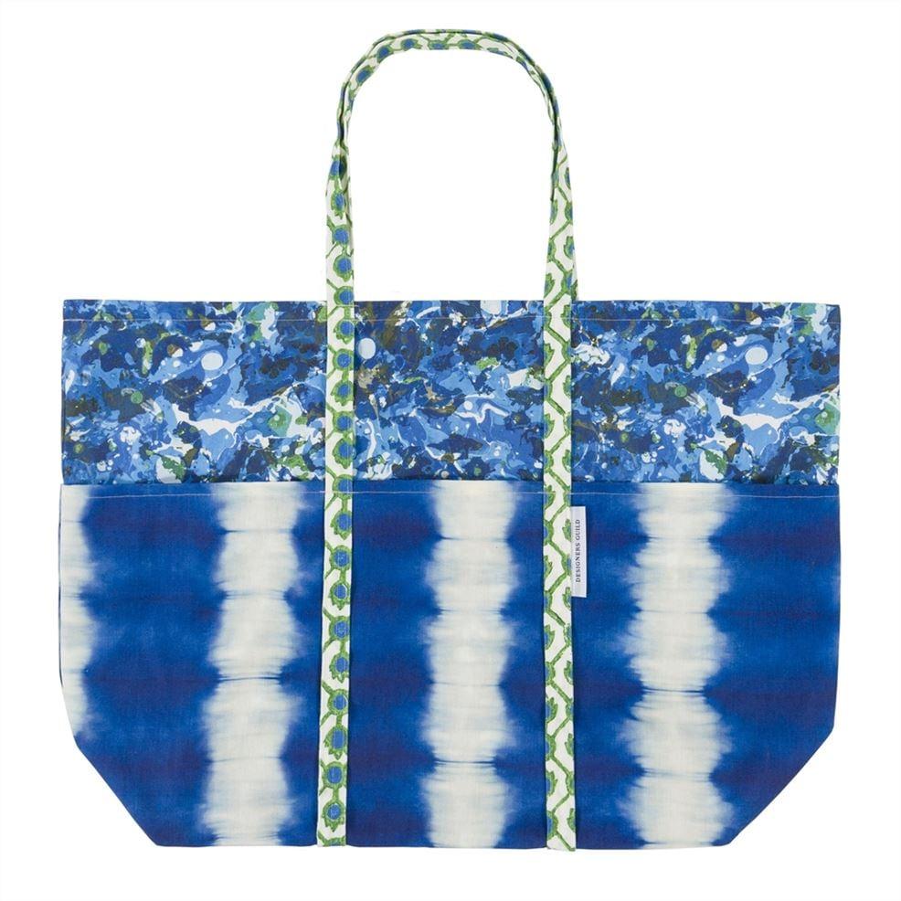 designers guild Savine Odisha Cobalt Beach Bag