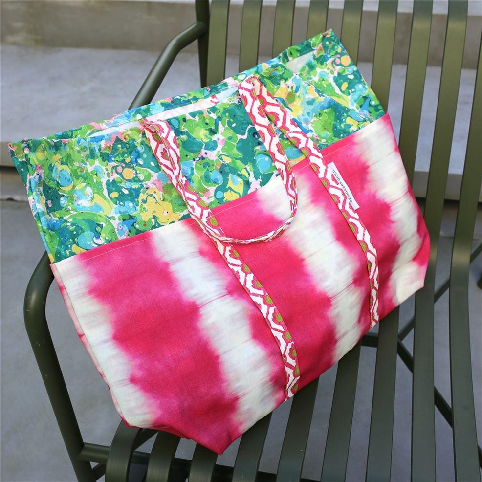 Designers Guild Savine Odisha Fuchsia Beach Bag