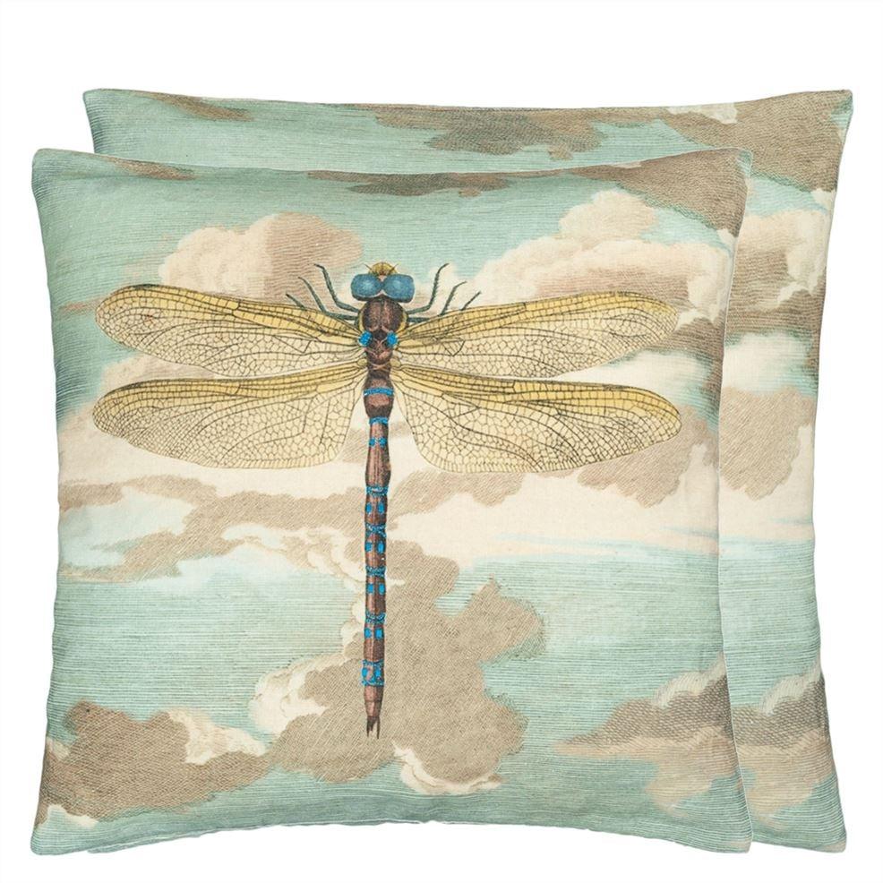 designers guild Dragonfly Over Clouds Sky Blue Decorative Pillow