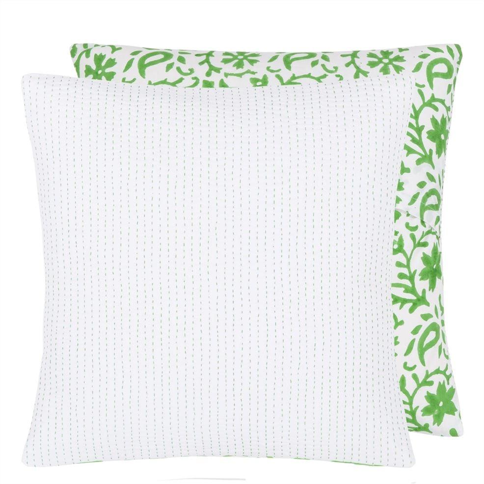 designers guild Emerald Block Printed Cotton Decorative Pillow
