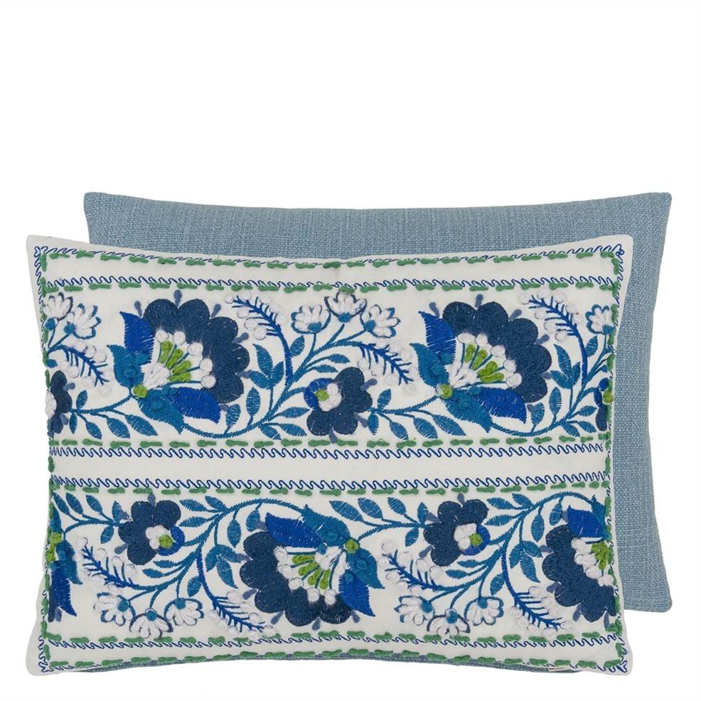designers guild Enamel Flower Indigo Cotton Decorative Pillow