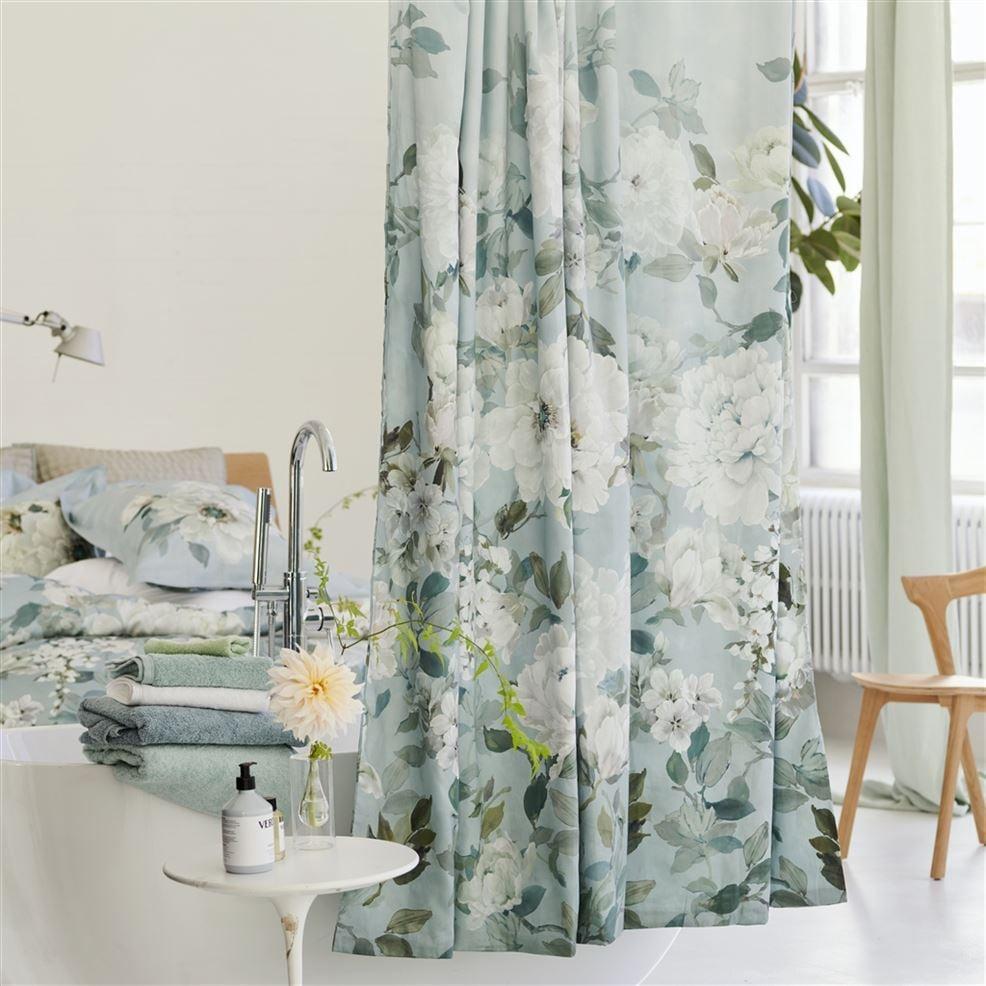 Designers Guild Fleurs Blanche Platinum Shower Curtain