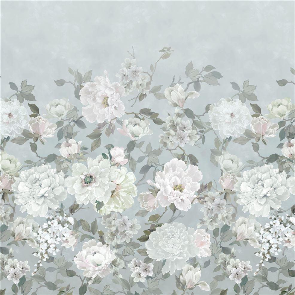 designers guild Fleurs Blanche Platinum Shower Curtain