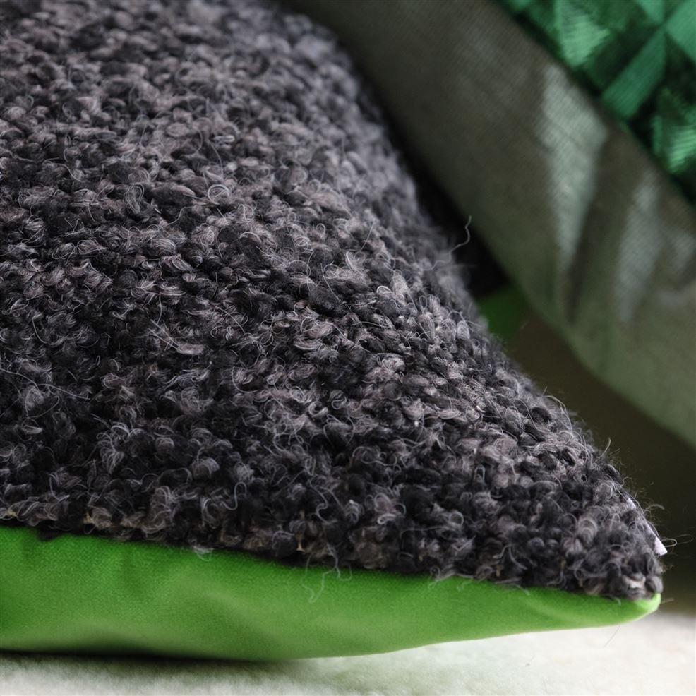 Designers Guild Fontenoy Charcoal & Grass Boucle Decorative Pillow