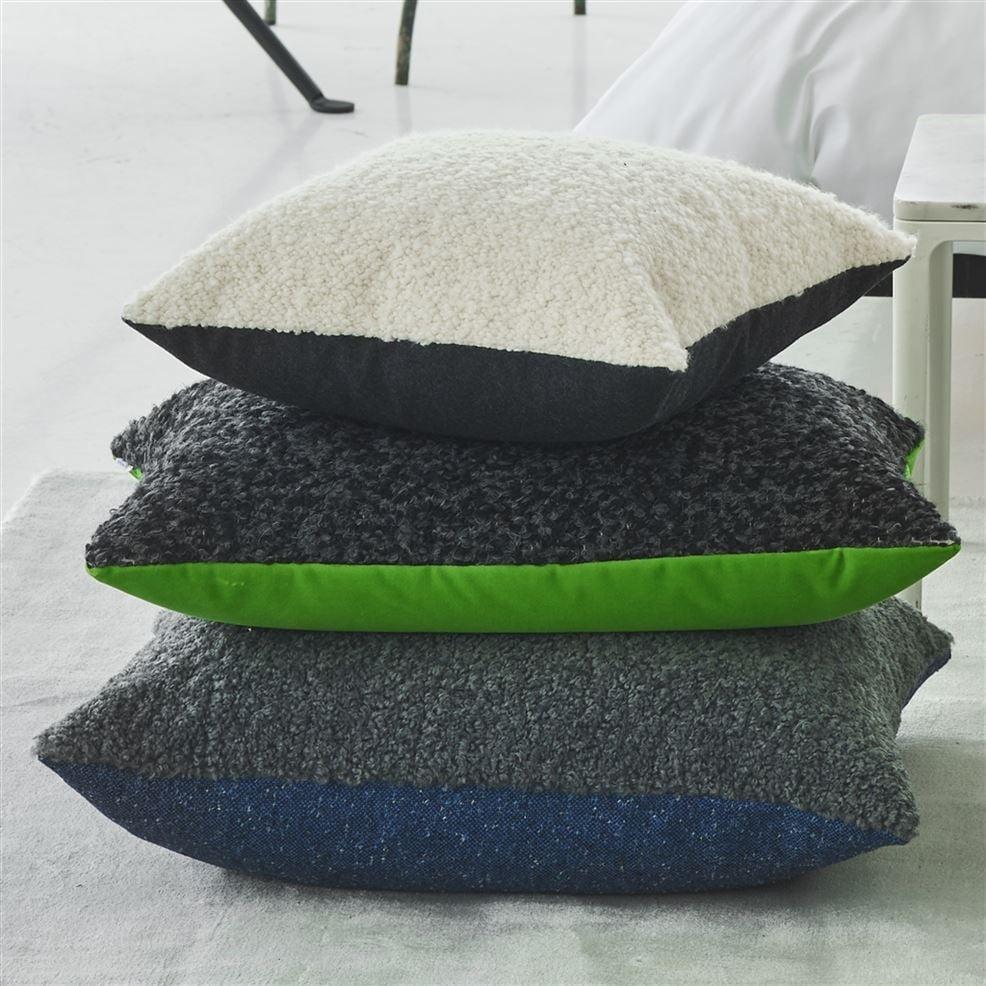 Designers Guild Fontenoy Charcoal & Grass Boucle Decorative Pillow