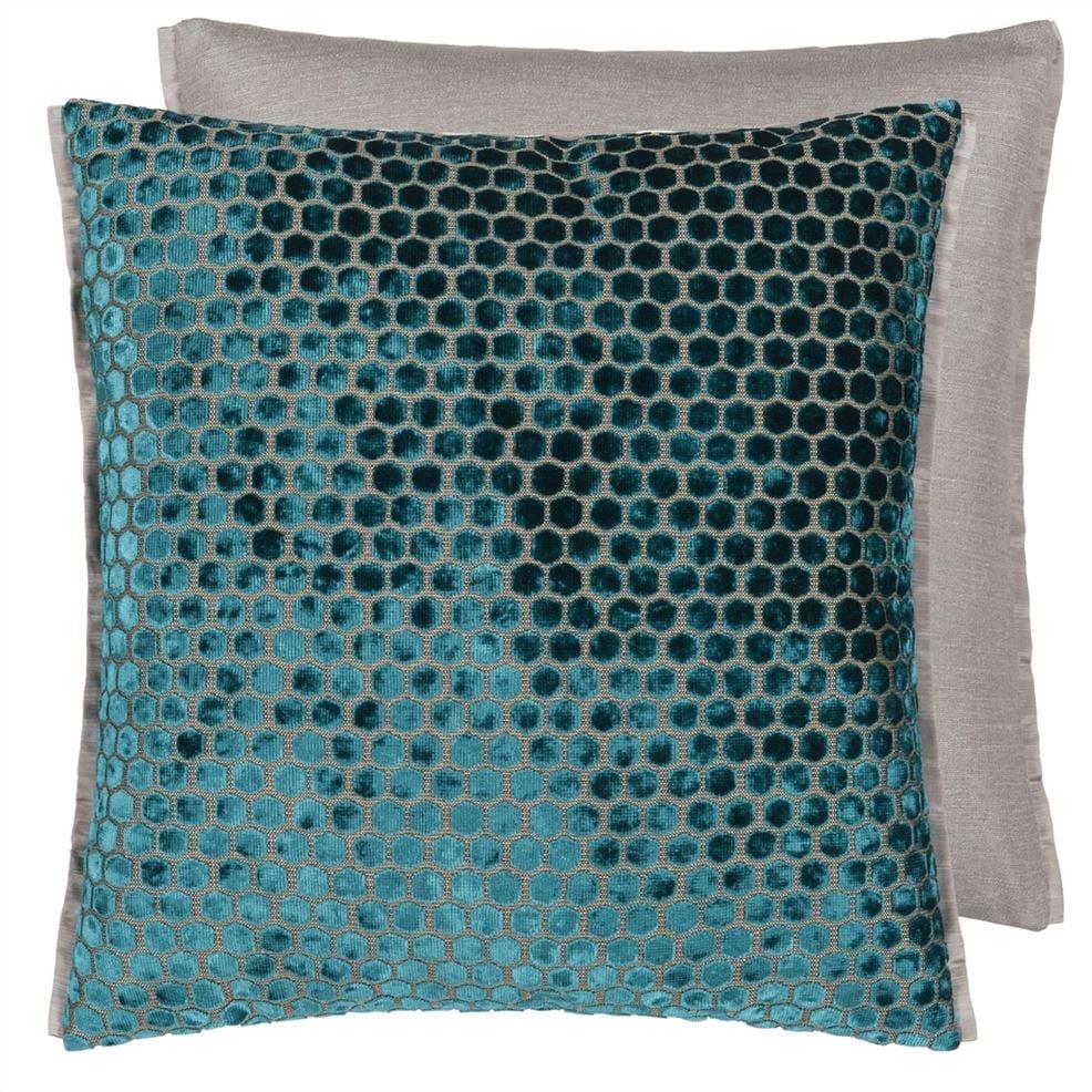designers guild Jabot Kingfisher Velvet Decorative Pillow