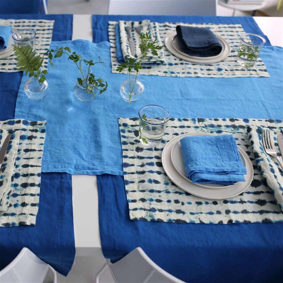 Designers Guild Lario Delft Linen Table Cloth Runner Placemats & Napkins