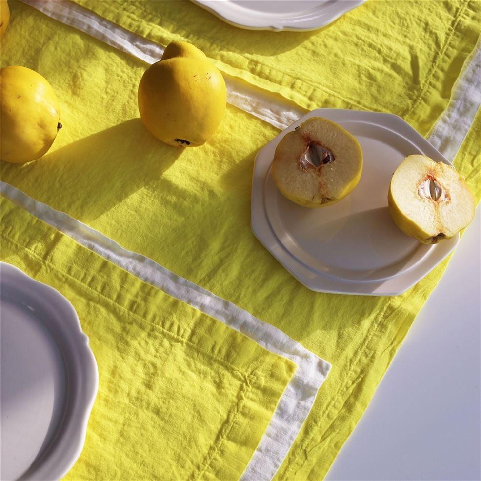 Designers Guild Lario Lemon Linen Table Cloth Runner Placemats & Napkins