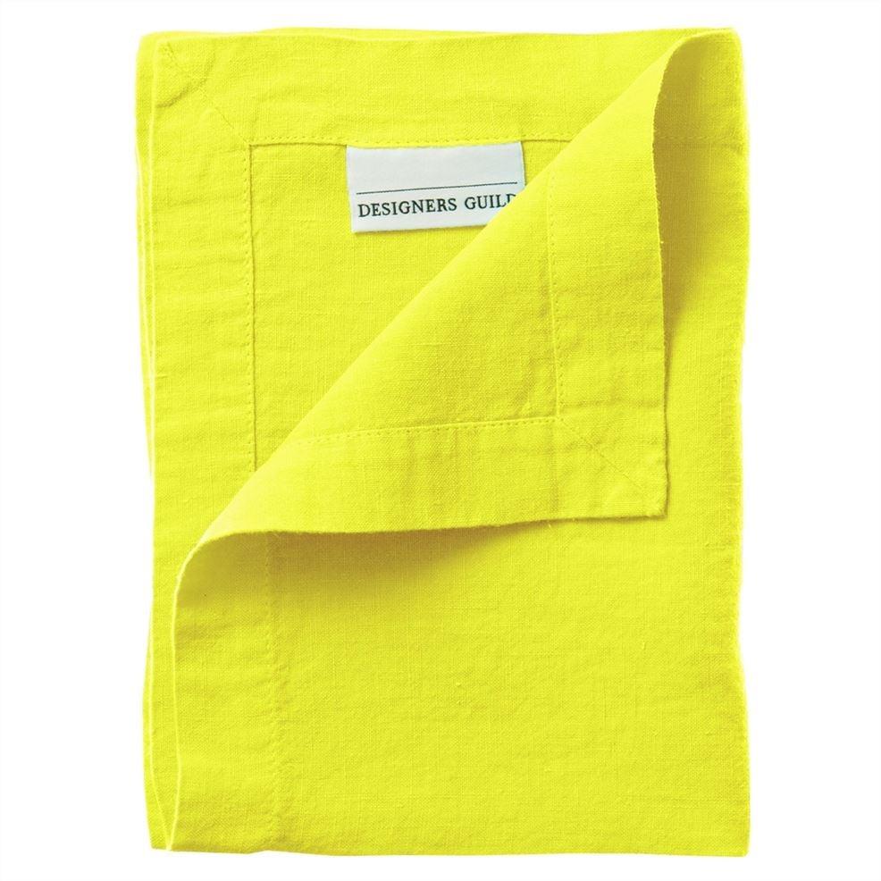 designers guild Lario Lemon Linen Table Cloth Runner Placemats & Napkins