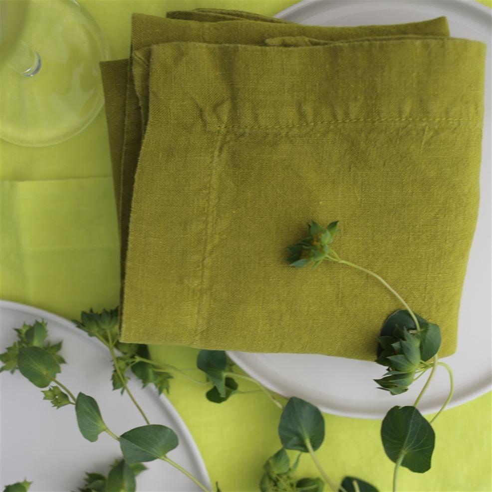 Designers Guild Lario Moss Linen Table Cloth Runner Placemats & Napkins