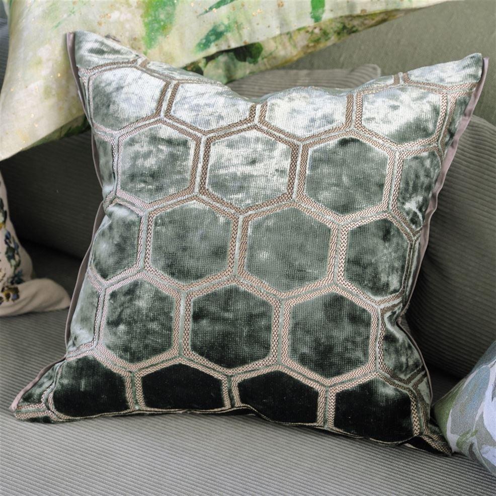 Designers Guild Manipur Jade Large Velvet Decorative Pillow