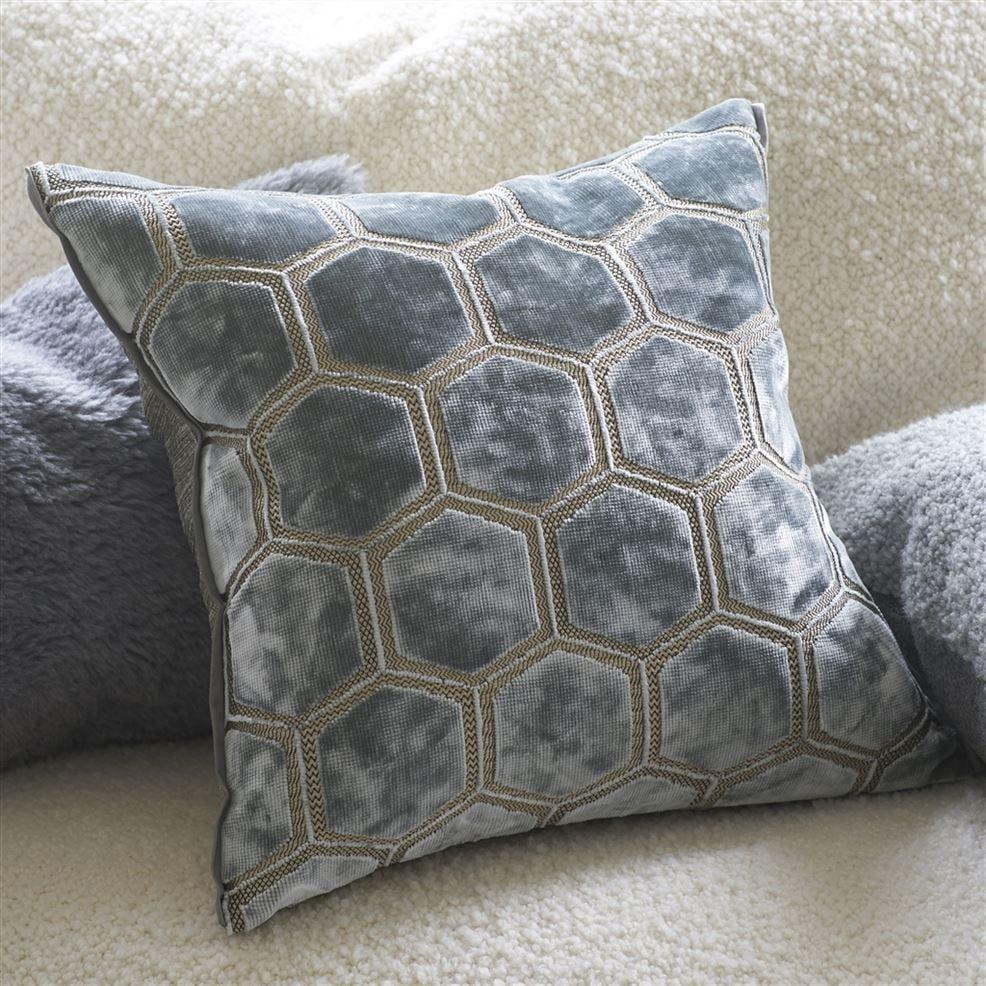 Designers Guild Manipur Silver Velvet Decorative Pillow