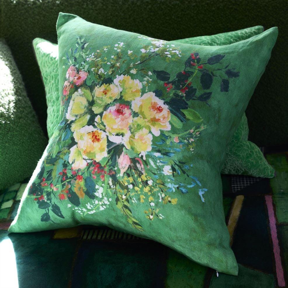 Designers Guild Margaretta Linen Emerald Decorative Pillow