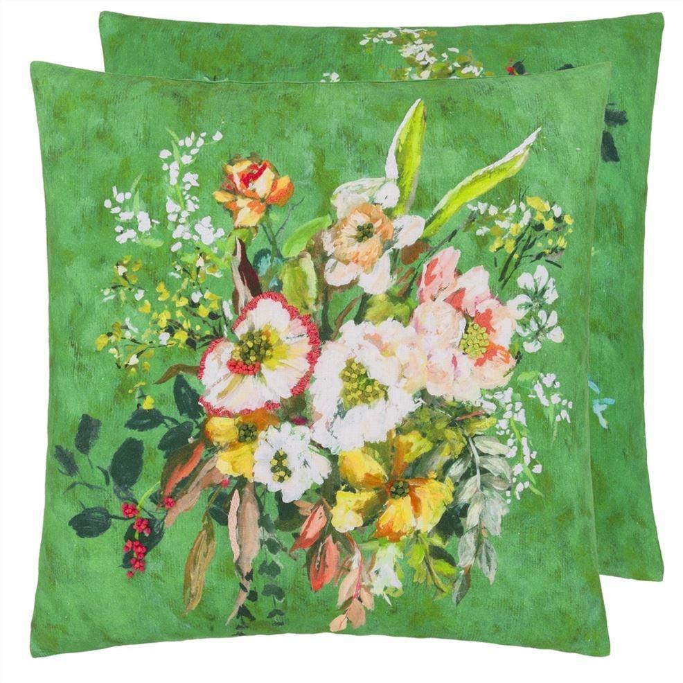 designers guild Margaretta Linen Emerald Decorative Pillow