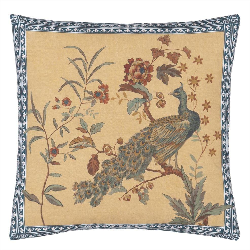 Designers Guild Peacock Toile Sepia Decorative Pillow