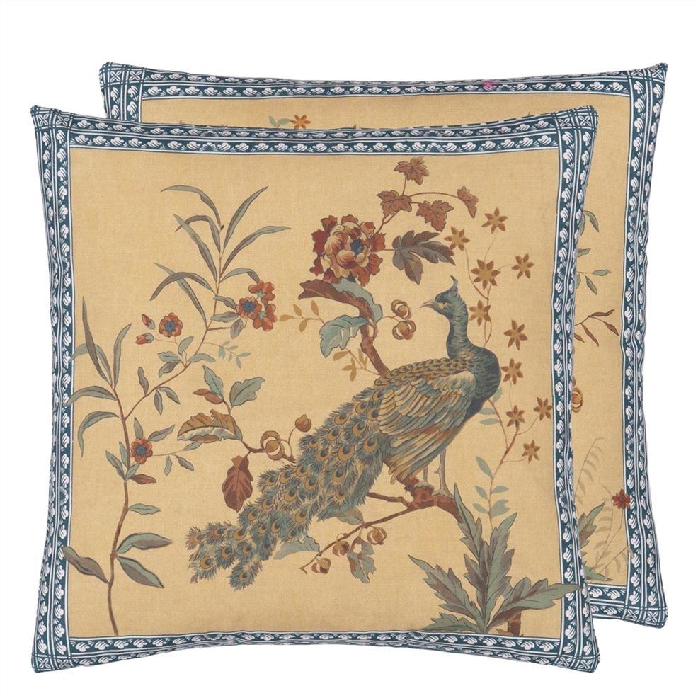 designers guild Peacock Toile Sepia Decorative Pillow