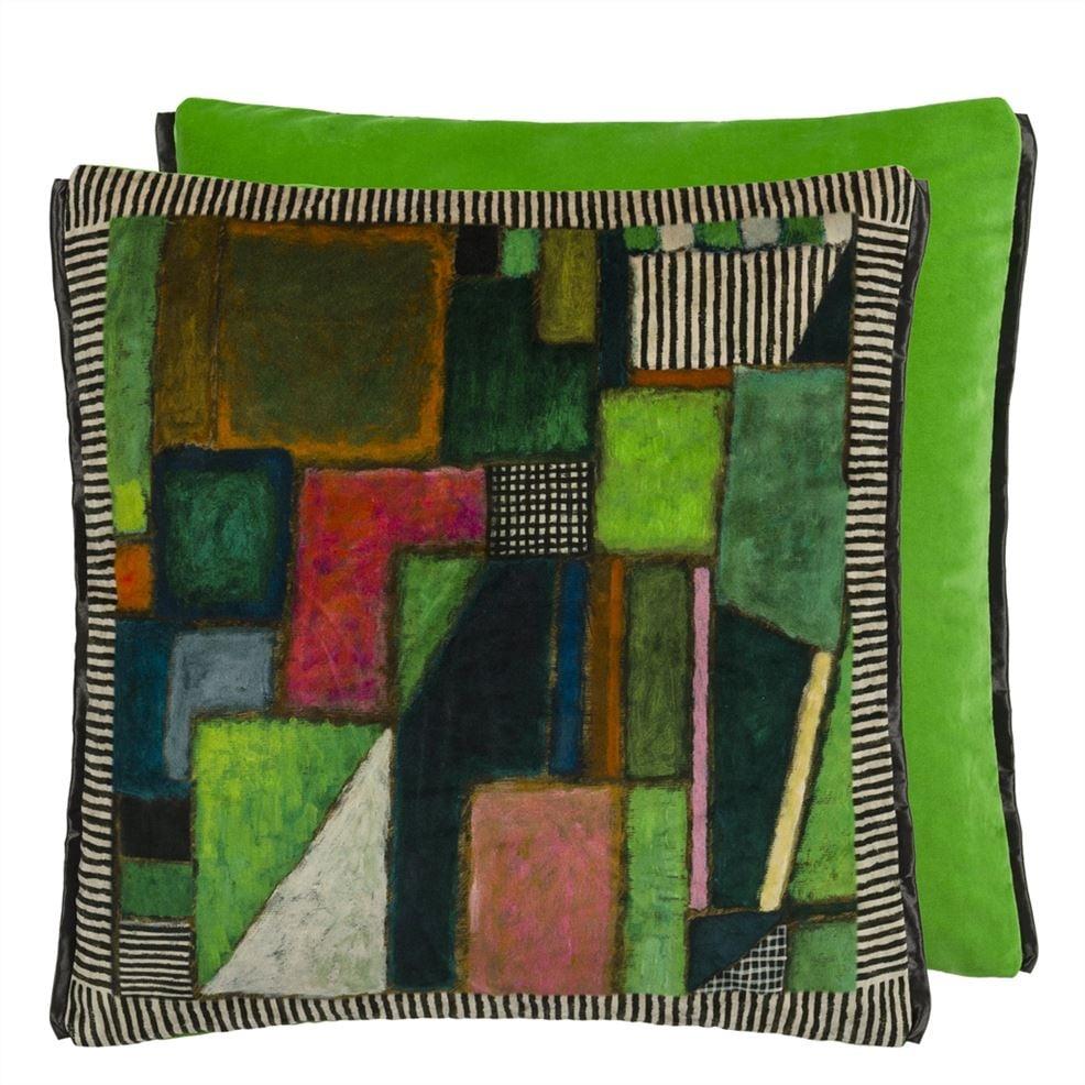 designers guild Raku Patchwork Emerald Velvet Decorative Pillow