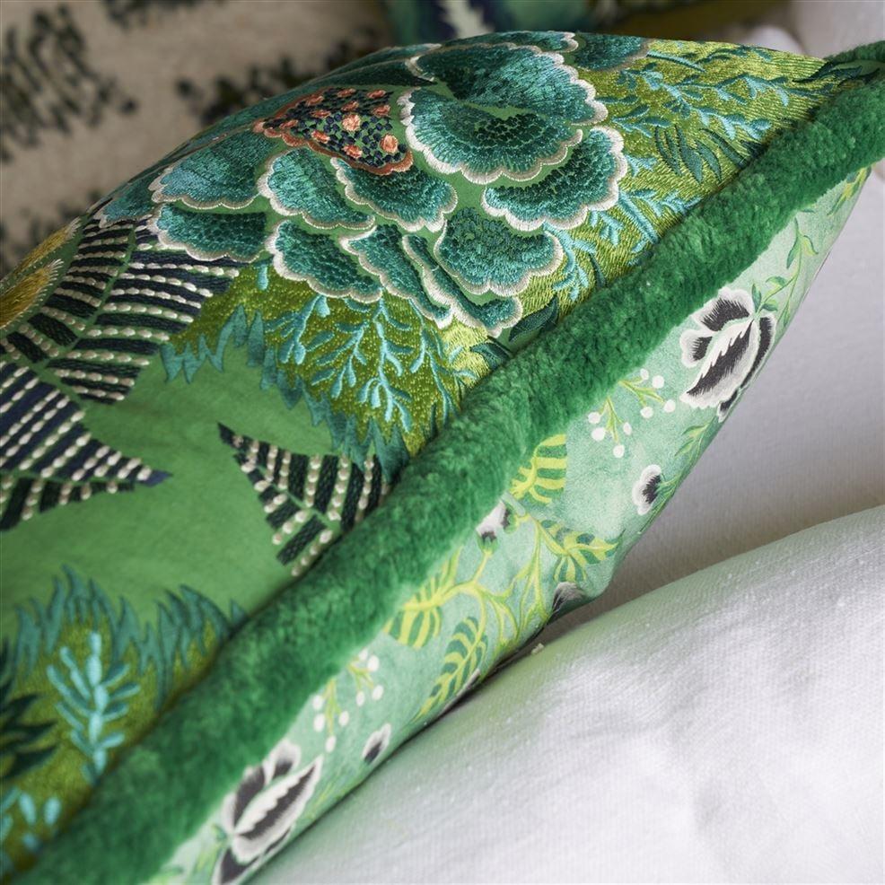 Designers Guild Rose De Damas Embroidered Jade Decorative Pillow