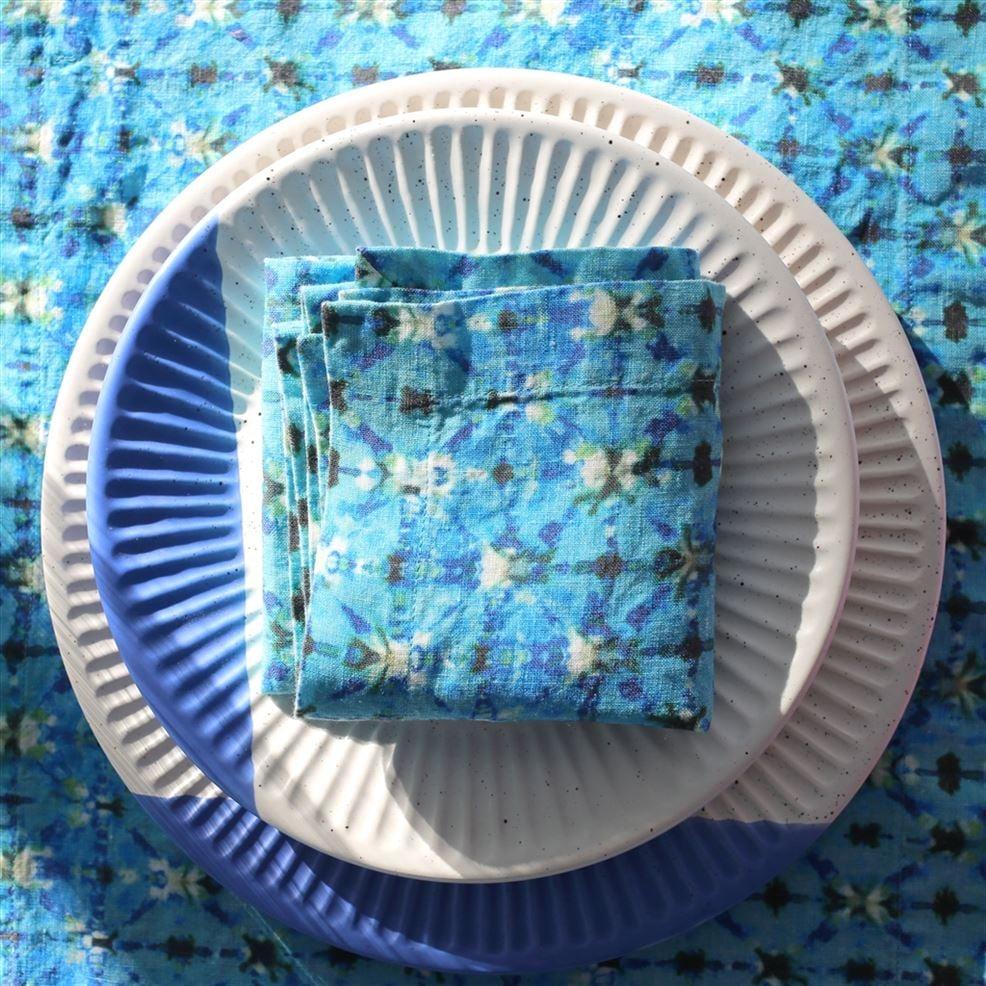 Designers Guild Shibori Cobalt Linen Runner Placemats & Napkins