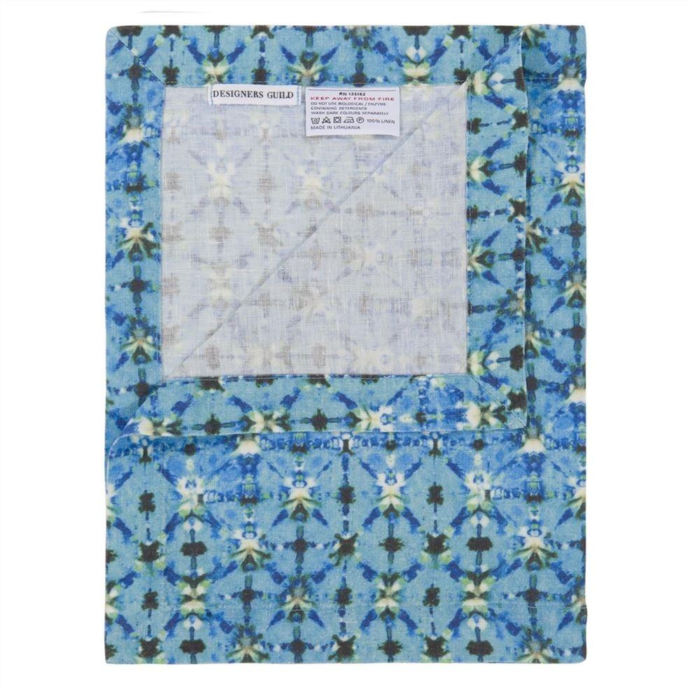 designers guild Shibori Cobalt Linen Runner Placemats & Napkins