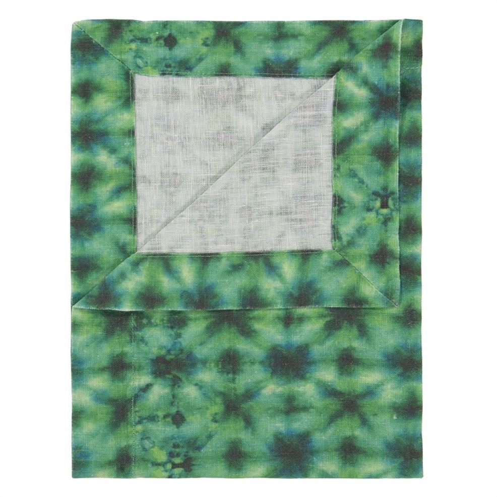 designers guild Shibori Emerald Linen Runner Placemats & Napkins