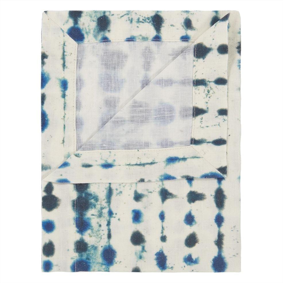designers guild Shiwa Cobalt Linen Table Cloth Runner Placemats & Napkins