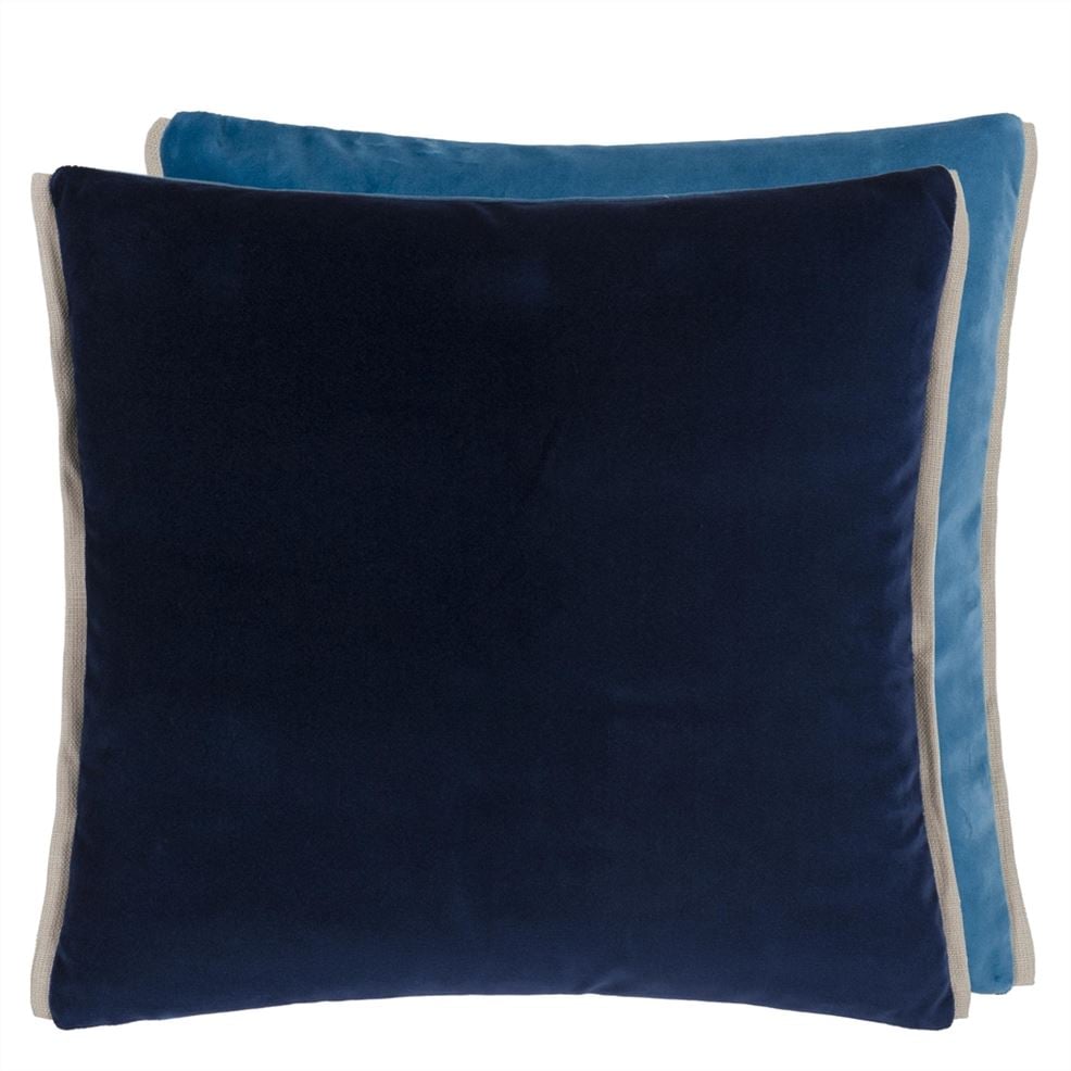 designers guild Varese Denim & Teal Velvet Decorative Pillow