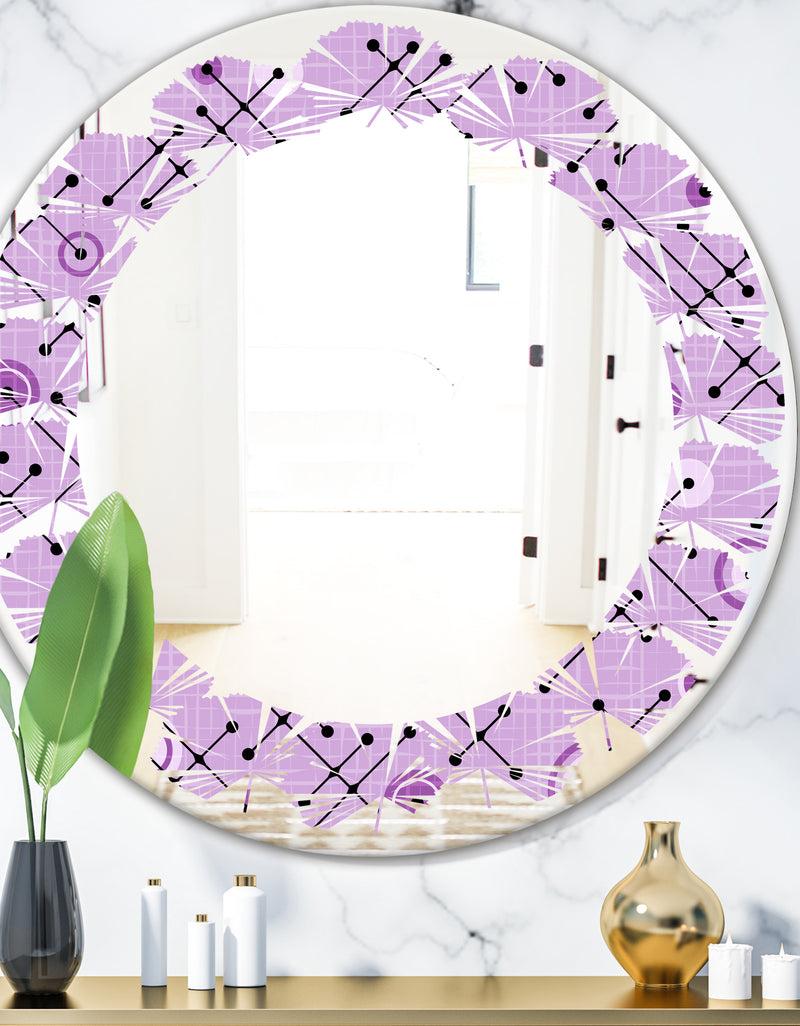 designq 1950 Retro Pattern III - Modern Round or Oval Wall Mirror - Leaves