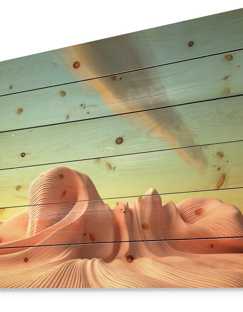 Designq 3D Alien World Surreal Fantasy - Contemporary Print On Natural Pine Wood