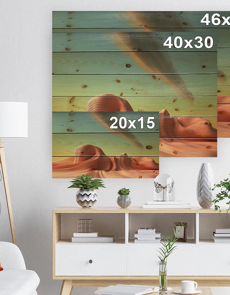 Designq 3D Alien World Surreal Fantasy - Contemporary Print On Natural Pine Wood