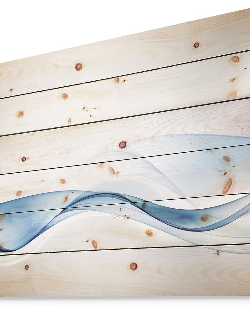 Designq 3D Wave Of Water Splash - Abstract Print On Natural Pine Wood