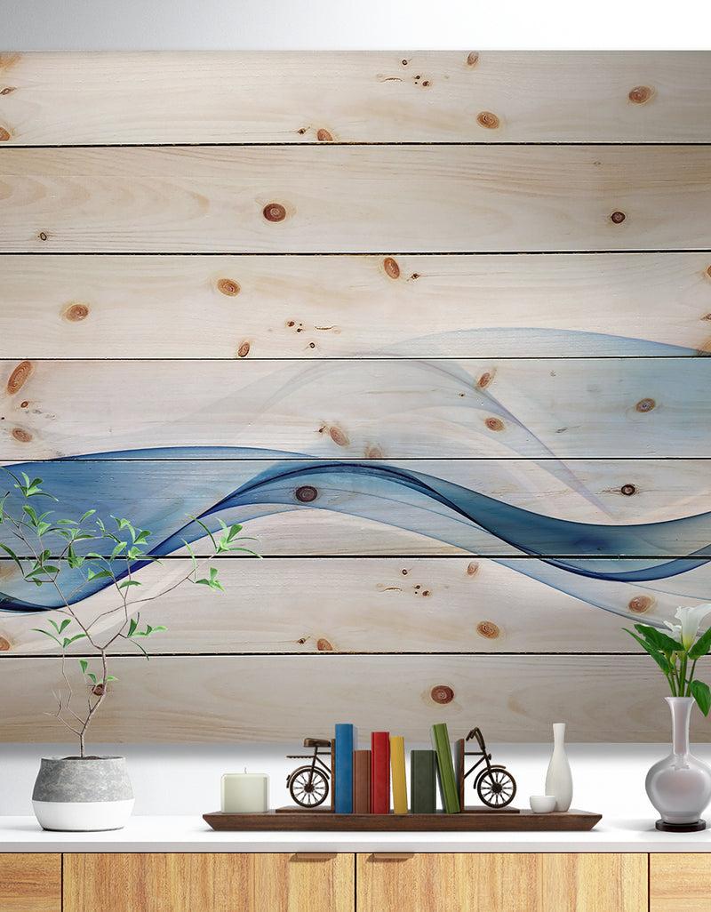 designq 3D Wave of Water Splash - Abstract Print on Natural Pine Wood