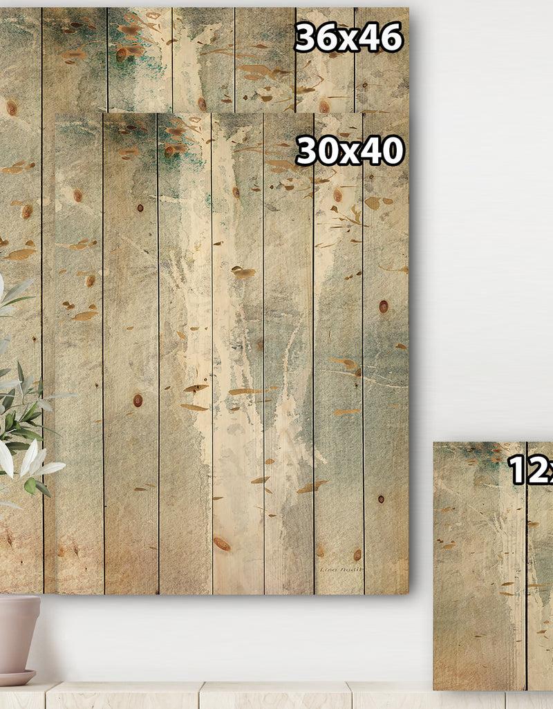 Designq A Woodland Walk Into The Forest IV - Modern Farmhouse Print On Natural Pine Wood
