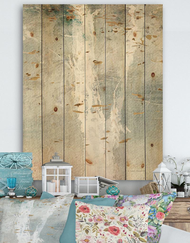 designq A Woodland Walk into the Forest IV - Modern Farmhouse Print on Natural Pine Wood