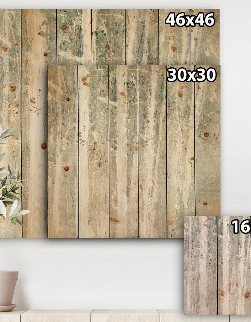 Designq A Woodland Walk Into The Forest V - Modern Farmhouse Print On Natural Pine Wood