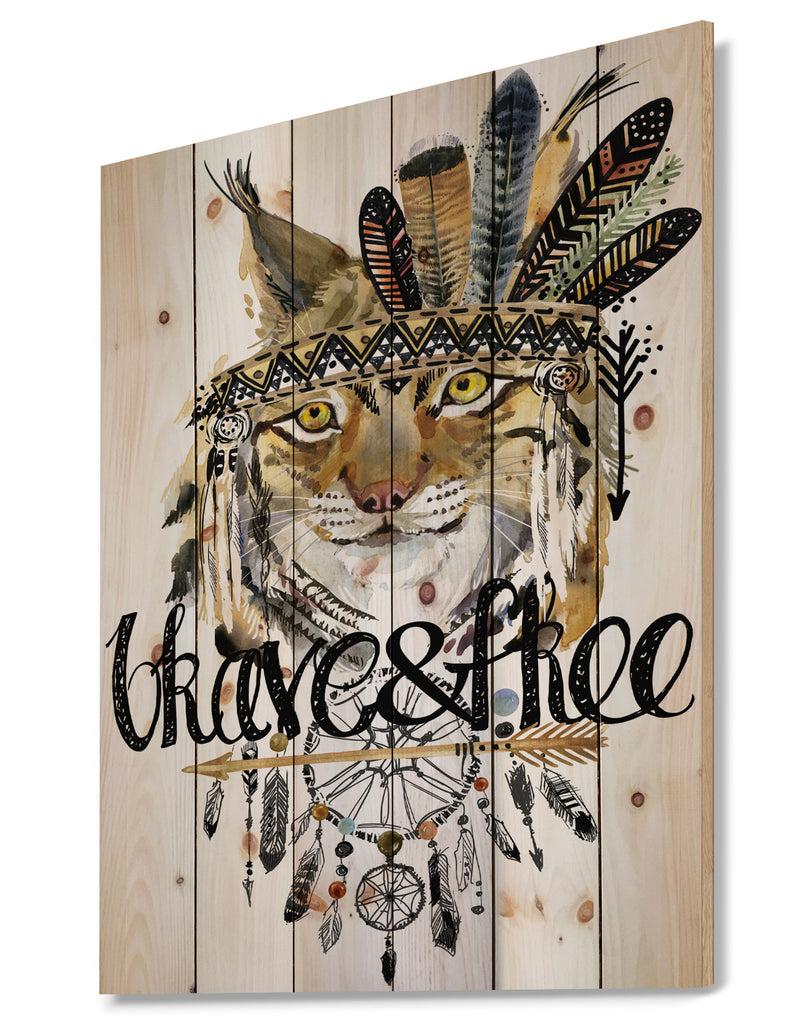 Designq Abstract Cat Watercolor Artwork - Animals Kids Painting Print On Natural Pine Wood