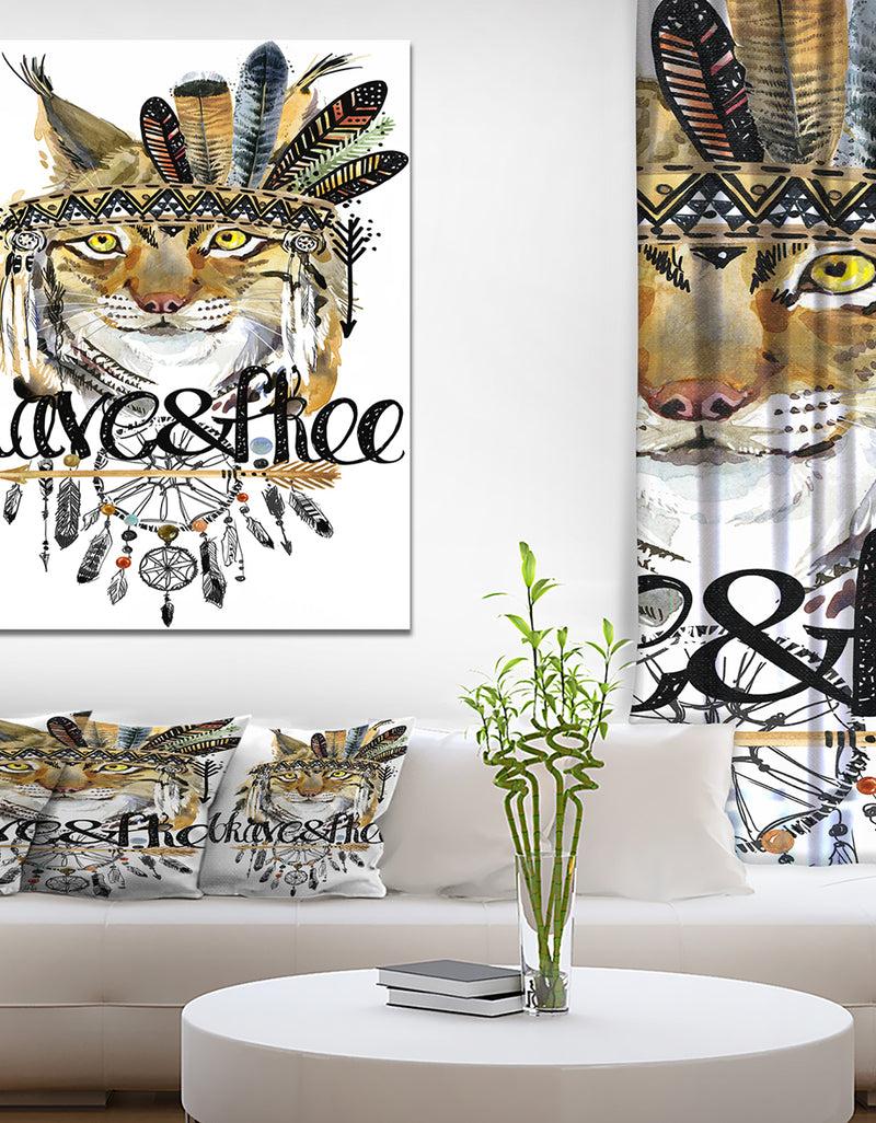 designq Abstract Cat Watercolor Artwork - Animals kids Painting Print on Wrapped Canvas